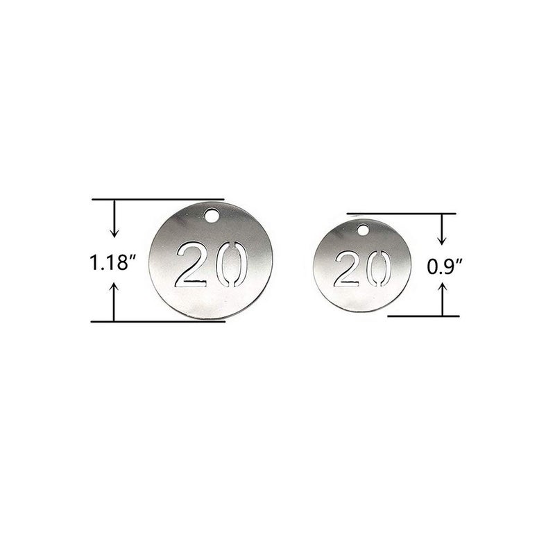 StayMax Diameter 1.18 Inches Bigger Hollowed Stainless Steel Number Tags Key Tags with Rings (1-50) - Image 2